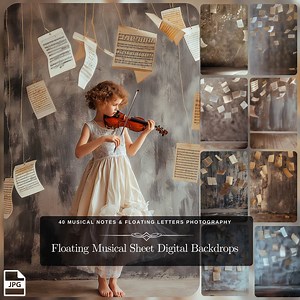 Floating Musical Sheet Digital Backdrops : 40 Musical Notes & Floating Letters Photography Backdrop for Digital Art Photo Edit JPG Files - Etsy