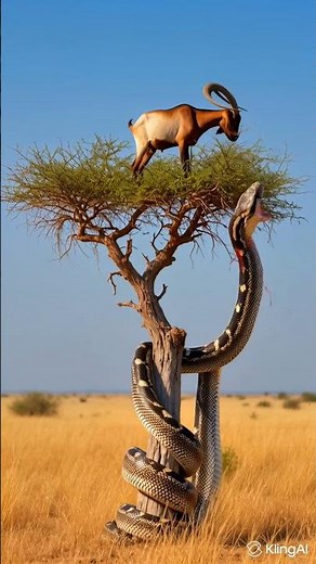 Goat vs Snake! Shocking Tree Attack! 🐐🐍 #shorts #shortvideo #goat #snake