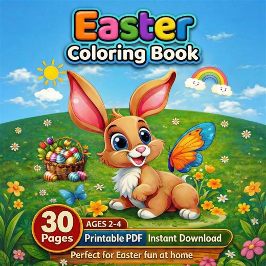 Easter Coloring Pages for Kids, Printable PDF, Toddler Activities, Cute Spring and Easter Bunny Coloring Pages - Etsy