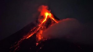 WATCH: A video of the pyroclastic density current or "uson" captured flowing from Mayon Volcano, past 10 PM on Thursday, January 8, in Barangay Bogña, Legazpi City. Courtesy: Joseph Trilles | Bombo Radyo Baguio