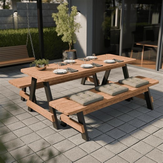 Woodworking Plans - DIY Outdoor Picnic Patio Dining Table Bench Plan 4x2” - Etsy