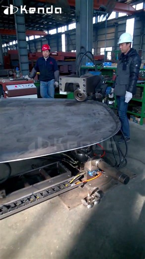 Dish Flanging Machine for Tank #metalfabrication #metalprocessing