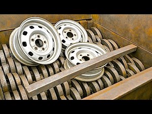 Extreme Dangerous Shredder Shredding Metal Rim and Motorcycle! Insane Shredding machine
