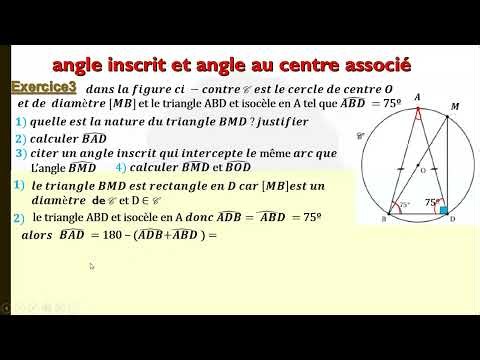 1ière année secondaire angle inscrit angle au centre exercic3