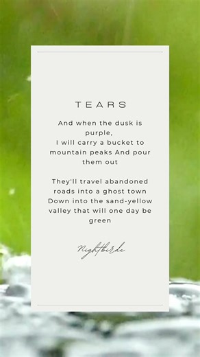 Nightbirde’s poem “Tears” is live on the Nightbirde website. A poem about grief. #nightbirde