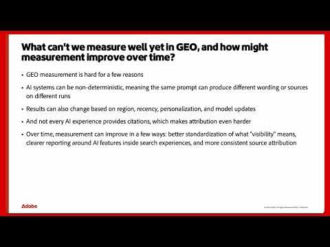 What can't we measure well yet in GEO and measurement improve over time?