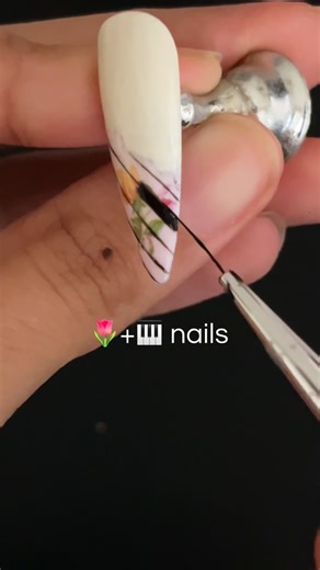 mice on Instagram: "finally picked a name for this set hehe i decided on musical florals 💐 thank you everyone for your suggestions they really helped!! set is available for purchase on my website link in bio <3 #vintagenails #rusticnails #tweenails #explorepage press on musical nails with violin, pianos and floral print inspo stiletto"