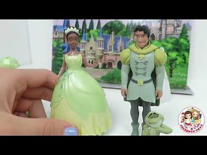 Disney Princess Tiana Deluxe Magiclip doll tries 2 rare Dresses with Prince Naveen & Frog