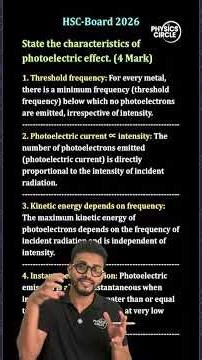 Photoelectric Effect Characteristics ⚡3–4 Marks Before HSC Exam