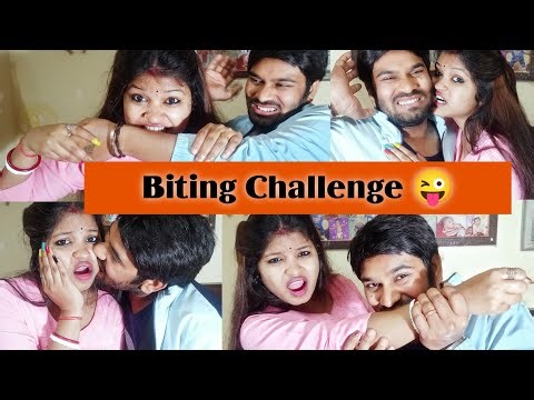 Funny Biting Challenge video 😝. Husband Wife Challenging video .