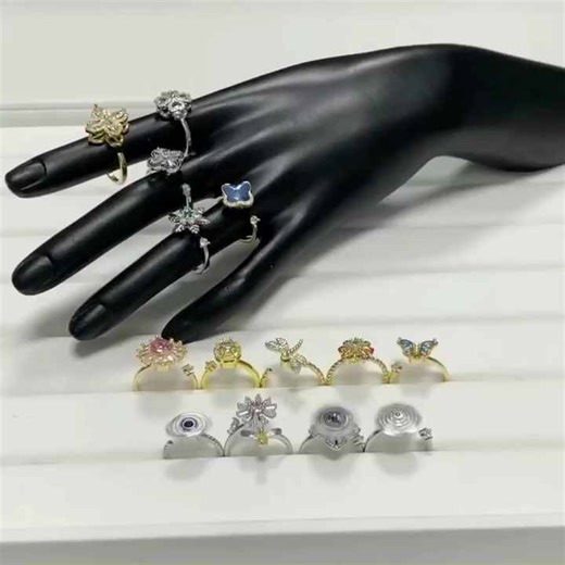 G633 Rotatable Spin Ring Jewelry Four-leaf Clover Spinner Rings Spinning Rotating Adjustable Fidget Rings for Anxiety