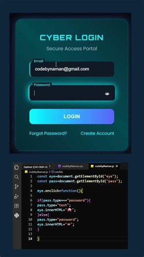 Animated Glass Login Form using HTML CSS & JavaScript 🔥 | Code By Naman #shorts #webdevelopment