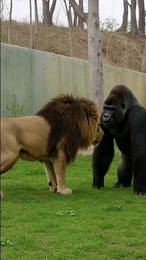 Lion vs Gorilla: The Ultimate Showdown Caught on Camera! #gorilla #lion