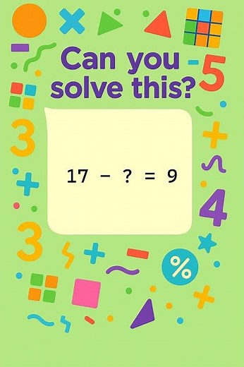 Fun Subtraction Puzzle for Kids! 17 - ? = 9