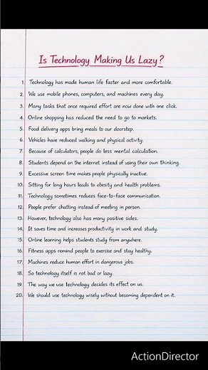 Is Technology Making Us Lazy? – 20 Lines Essay in English