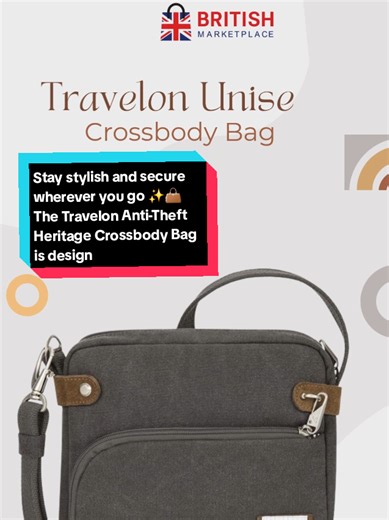 Stay stylish and secure wherever you go ✨👜 The Travelon Anti-Theft Heritage Crossbody Bag is designed for modern travelers who value safety, comfort, and timeless style. With smart organization, open-top wall pockets, and a tethered key clip, it keeps your essentials protected and within easy reach—perfect for travel, shopping, or everyday adventures. 🔒 Anti-theft protection 🎒 Lightweight & practical design 🌍 Ideal for travel and daily use 🖤 Elegant pewter finish 👉 Shop now and upgrade you