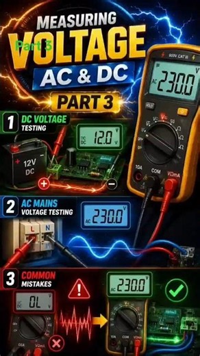 Multimeter Part 3: AC & DC Voltage Testing ⚡ | Measure Voltage Correctly #Shorts #trending