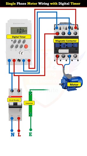 38K views · 535 reactions | Single Phase Motor Wiring with Digital Timer #electrical #electrician #engineering #electricalwork #electricalengineering | Learning Engineering Institute | Facebook