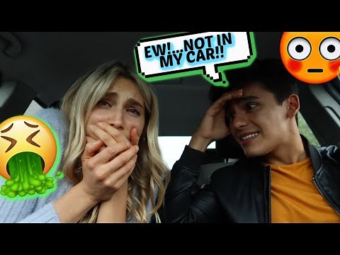 I GOT FOOD POISONING & THREW UP IN HIS CAR PRANK!! *he hates me*