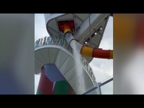 Video shows water gushing from Royal Caribbean cruise ship slide; one injured