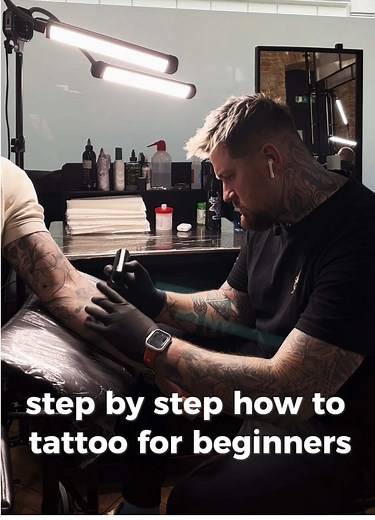 How to tattoo for beginners 🖤 @Andras Kovacs How do you think the tattoo did end up? 😅 #tattoo #tattooartist #tattooideas #tattoolover #tattooart #tattooshop #tattooed #inkedlife #inkedmen #rtattoobarber #rtattooxbarber #viralvideos #funnytiktok #comedyvideo
