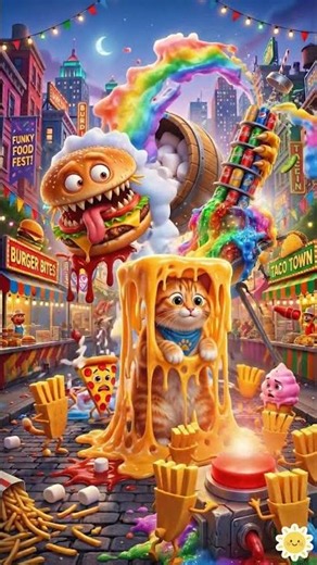 Monster Burger vs Hero Orange Cat 😱🍔🐱 | Funny Cartoon Short #shorts