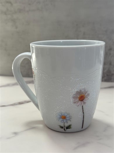 12 Oz Porcelain Ceramic Coffee Mug Sunflower Garden Glitter Handcrafted One of a Kind - Etsy