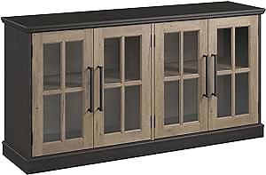 Bush Home Westbrook 60W TV Stand for 75 Inch TV in Vintage Black/Restored Tan Hickory | Living Room Entertainment Center with Storage