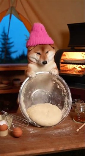 A Shiba Inu is Cooking BBQ Cornbread Casserole