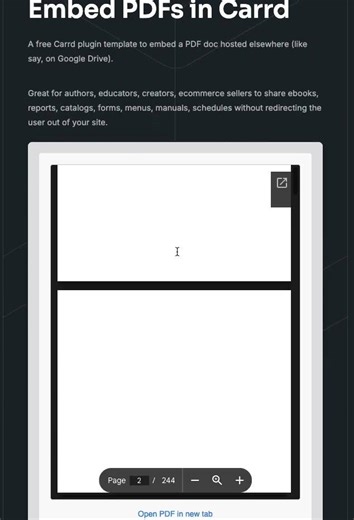 NEW free #carrd plugin template to embed a PDF hosted on G Drive — embedpdf.carrd.co