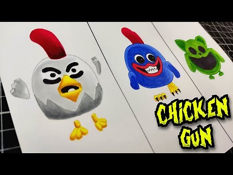 HOW TO DRAW the NEW SKINS of CHICKEN GUN (HUGGY WUGGY, CATNAP) how to draw chicken gun