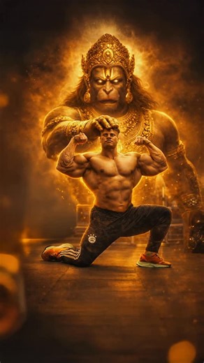 IFBB PRO Narender Yadav on Instagram: "My power comes from here💪🏻 You need prompts so please follow and check comments box And one comment please 👍 ⬇️ #gym #bajrangbali #chatgptprompts #gymtime ChatGPT.. I want to add a cool, cinematic-style picture of Hanuman behind this photo, with Hanuman’s hand on my forehead."