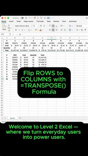 How to Use the TRANSPOSE Formula in Excel (Dynamic Row to Column) | Intermediate Excel 201