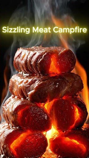 Sizzling Meat Campfire ASMR #music #asmr #ASMR #CampfireSounds