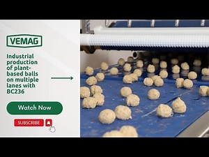 Industrial production of plant-based balls on multiple lanes with BC236 from VEMAG