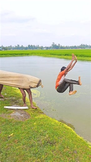 The cow ran and threw the boy away. #funny 1