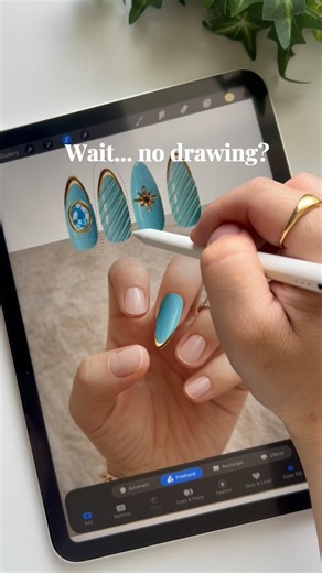 Perfect Turquoise Nails in seconds! 😱✨ No drawing needed!