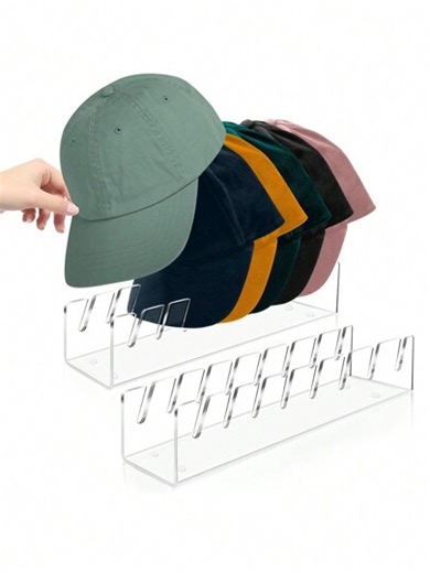 Baseball Cap Display And Storage Rack, 2 Packs Acrylic Hat Rack With No Installation Requirement, Holds 14 Baseball Caps, Suitable For Bedroom, Closet And Dressing Table - Transparent,For Back To School | SHEIN