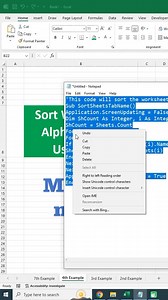 ✨ Level Up Your Excel Skills! Learn how to sort all sheets in your workbook alphabetically using a macro. Perfect for beginners and pros alike! #Excel #ExcelTips #ExcelTricks #VBA #ExcelMacro #MicrosoftExcel #Spreadsheet #ExcelTutorial #DataOrganization #TechTips #Automation #OfficeHacks #LearnExcel #Productivity #mrexceltamil Follow for more Excel tips and tricks!  | Mr Excel Tamil | Facebook