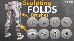 Sculpting Fabric Brushes for Blender, ZBrush. Compression Folds Brushes.