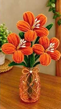DIY Orange Pipe Cleaner Flowers 🧡 #youtubeshorts #shortsfeed #pipecleanerflowers #pipecleanercrafts