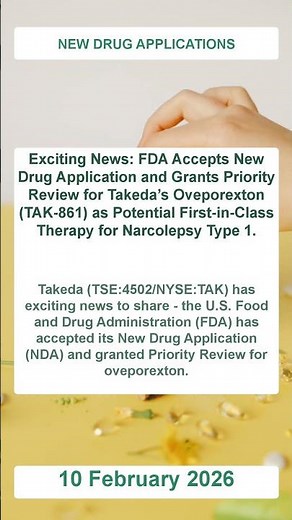 FDA Accepts New Drug Application for Takeda’s Oveporexton (TAK-861) in Narcolepsy Type 1