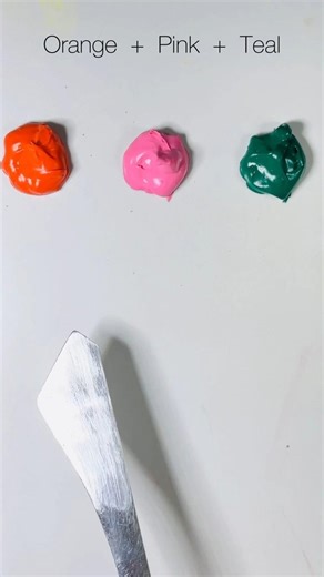 Color Mixing ASMR – Orange Pink Teal #mixing #colormix