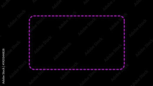 Square frame animation of dotted lines on a black background. Dotted line rectangle frame animation. Animation of a dotted line path from left to right point.
