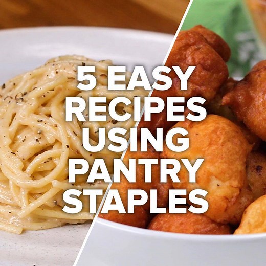 Here are 5 easy recipes using some pantry staples! Perfect for staying home. | Tasty