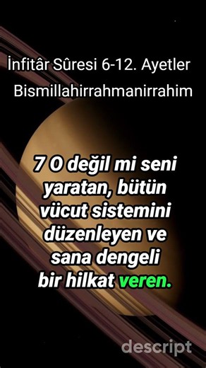İnfitâr Sûresi 6 12 Ayetler Türkçe Meali