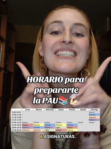 Horario para prepararte la PAU: plan de estudio 6 asignaturas