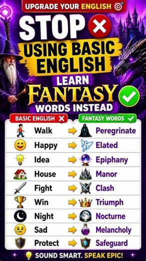 Stop Using Basic English ❌ Learn Fantasy Words Instead ⚔️✨#learnenglish #shorts #ytshorts