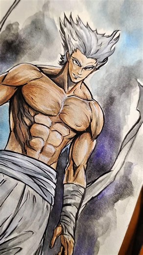 Returning to drawing after a long break with Garou from One Punch Man 🔥 #, Garou #shorts