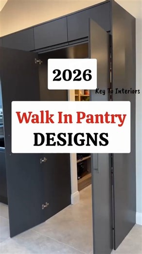 Key To Interior on Instagram: "Modern Walk In Pantry Designs For 2026 Step into the future of kitchen storage with these sleek and modern walk in pantry ideas. This reel highlights fresh layouts, smart shelving, soft mood lighting, and minimal finishes that make pantry spaces feel luxurious and practical. Perfect inspo if you love clean aesthetics and organized living. #walkinpantry #pantrydesign #kitchenstorageideas #modernkitchen #interiordesigninspo #pantrygoals #kitchentrends #trendingreels 